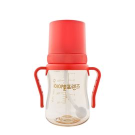 [I-BYEOL Friends] 200ml PESU Nipple straw cup Red Orange _ Weighted Straw, FDA approved, BPA Free, Baby, Toddler_ Made in KOREA